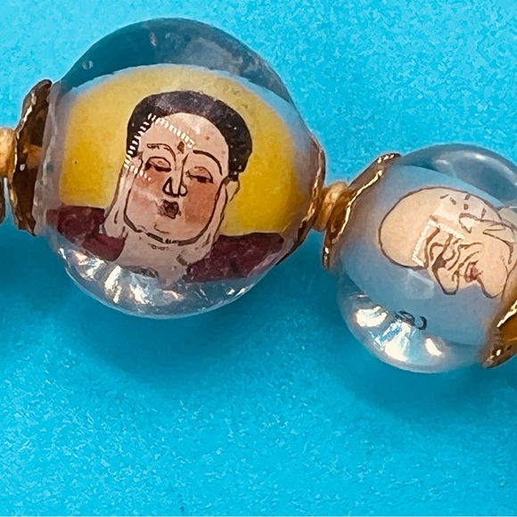 Reverse Painted Glass Prayer Beads Vintage - Picture 3 of 6